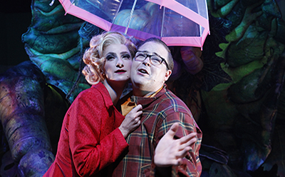 Esther Hannaford and Brent Hill in Little Shop of Horrors photo by Jeff Busby tour editorial