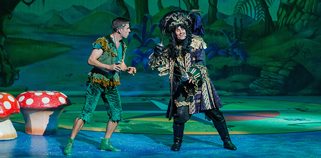 Tim Madden as Peter Pan and Todd McKenney as Captain Hook - photo by Robert Catto
