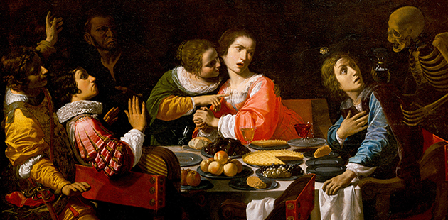 AH18 Giovanni Martinelli, Death Comes to the Banquet Table (Memento Mori), Circa 1635
