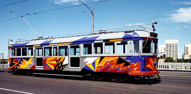 Lesley Dumbrell painted tram, 1986 - courtesy of Public Office Record Victoria