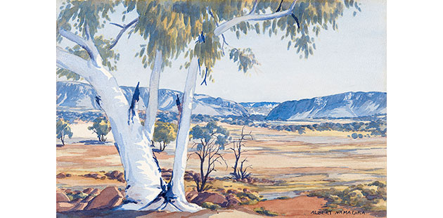 Albert-Namatjira-MacDonnell-Ranges-at-Heavitree-Gap-early-1950s